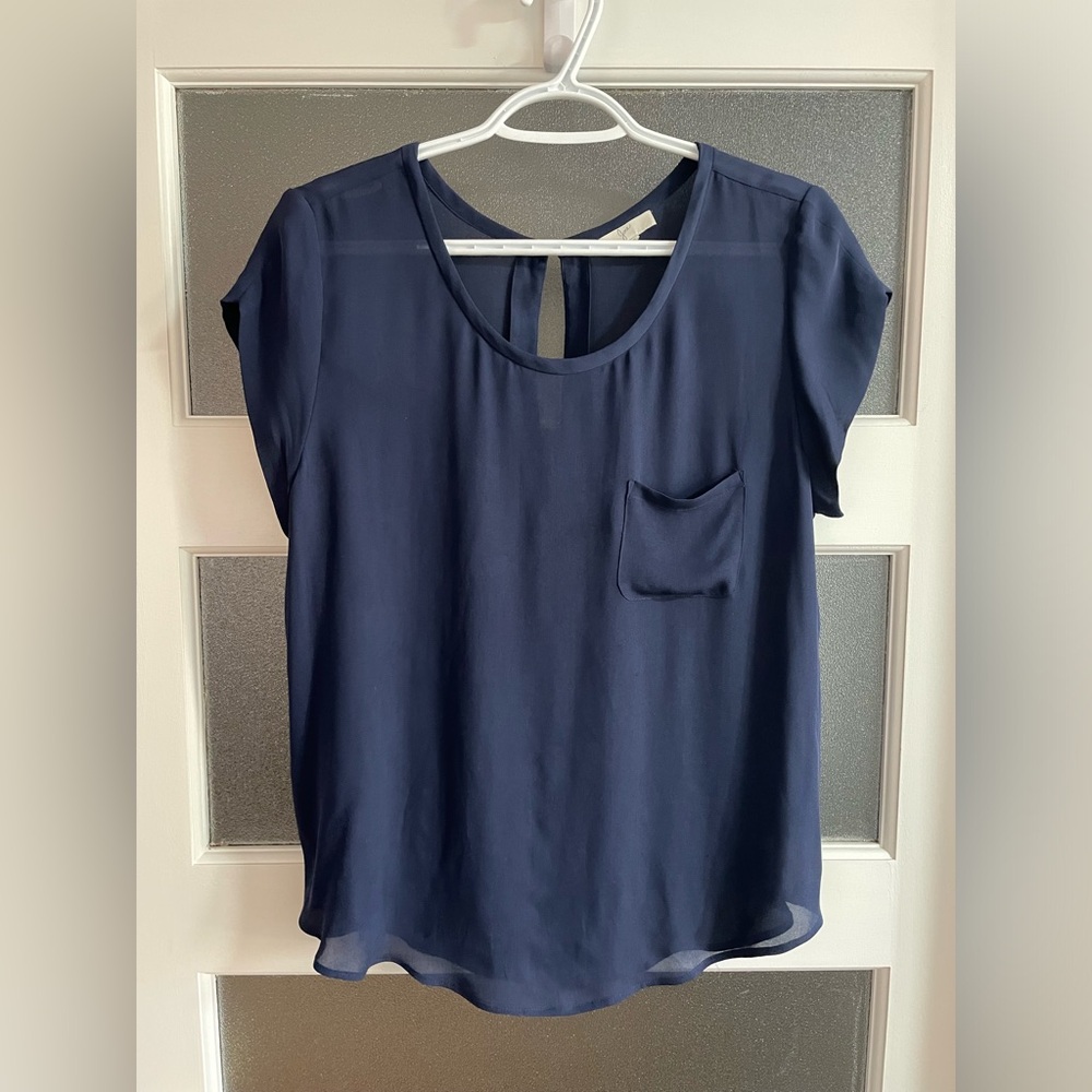 Navy Joie cap sleeve blouse
